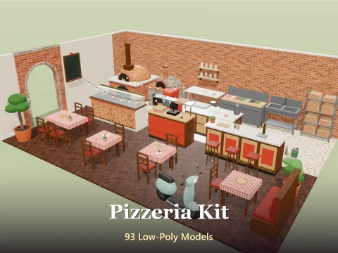 Pizzeria Kit - 93 Low-Poly Models 3D Model