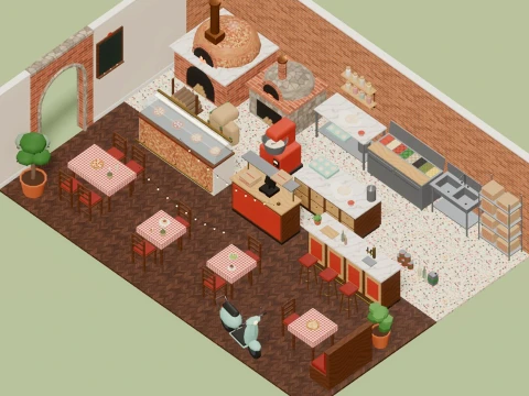Pizzeria Kit - 93 Low-Poly Models 3D Model