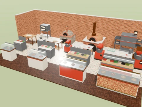 Pizzeria Kit - 93 Low-Poly Models 3D Model