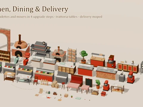Pizzeria Kit - 93 Low-Poly Models 3D Model