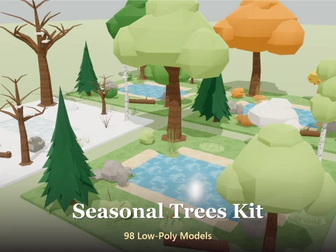 Seasonal Trees Kit - 98 Low-Poly Models 3D Model