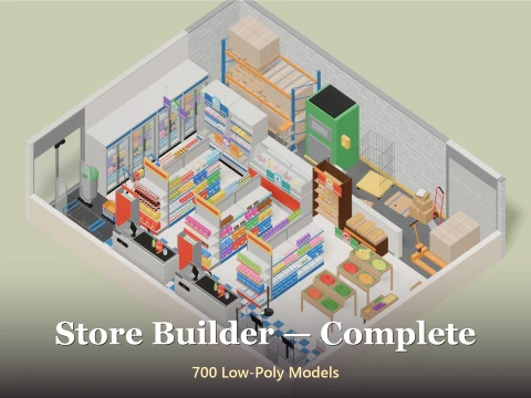 Store Builder - Complete - 700 Low-Poly Models 3D Model