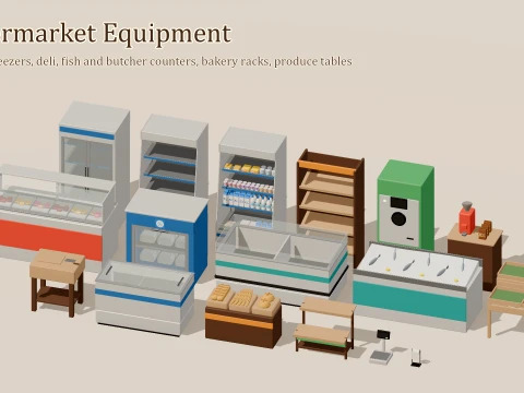 Store Builder - Supermarket - 418 Low-Poly Models 3D Model