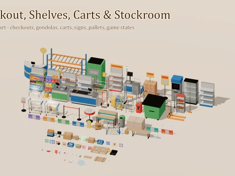 Store Builder - Supermarket - 418 Low-Poly Models 3D Model