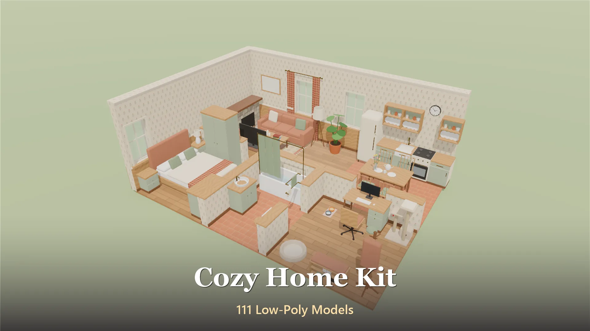 Cozy Home Kit - 111 Low-Poly Models 3D Model .c4d .max .obj .3ds .fbx .stl .blend 