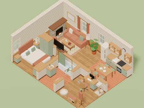 Cozy Home Kit - 111 Low-Poly Models 3D Model