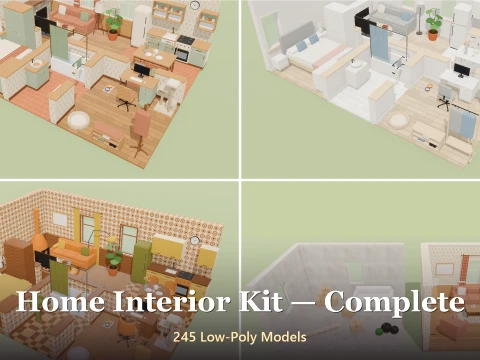 Home Interior Kit Complete - 245 Low-Poly Models 3D Model