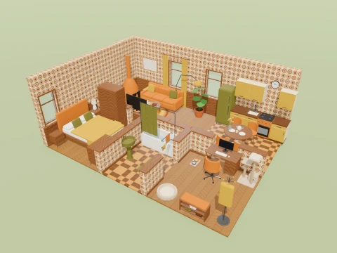 Home Interior Kit Complete - 245 Low-Poly Models 3D Model