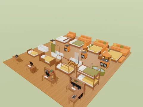 Home Interior Kit Complete - 245 Low-Poly Models 3D Model