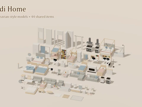 Home Interior Kit Complete - 245 Low-Poly Models 3D Model
