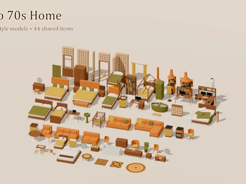 Home Interior Kit Complete - 245 Low-Poly Models 3D Model