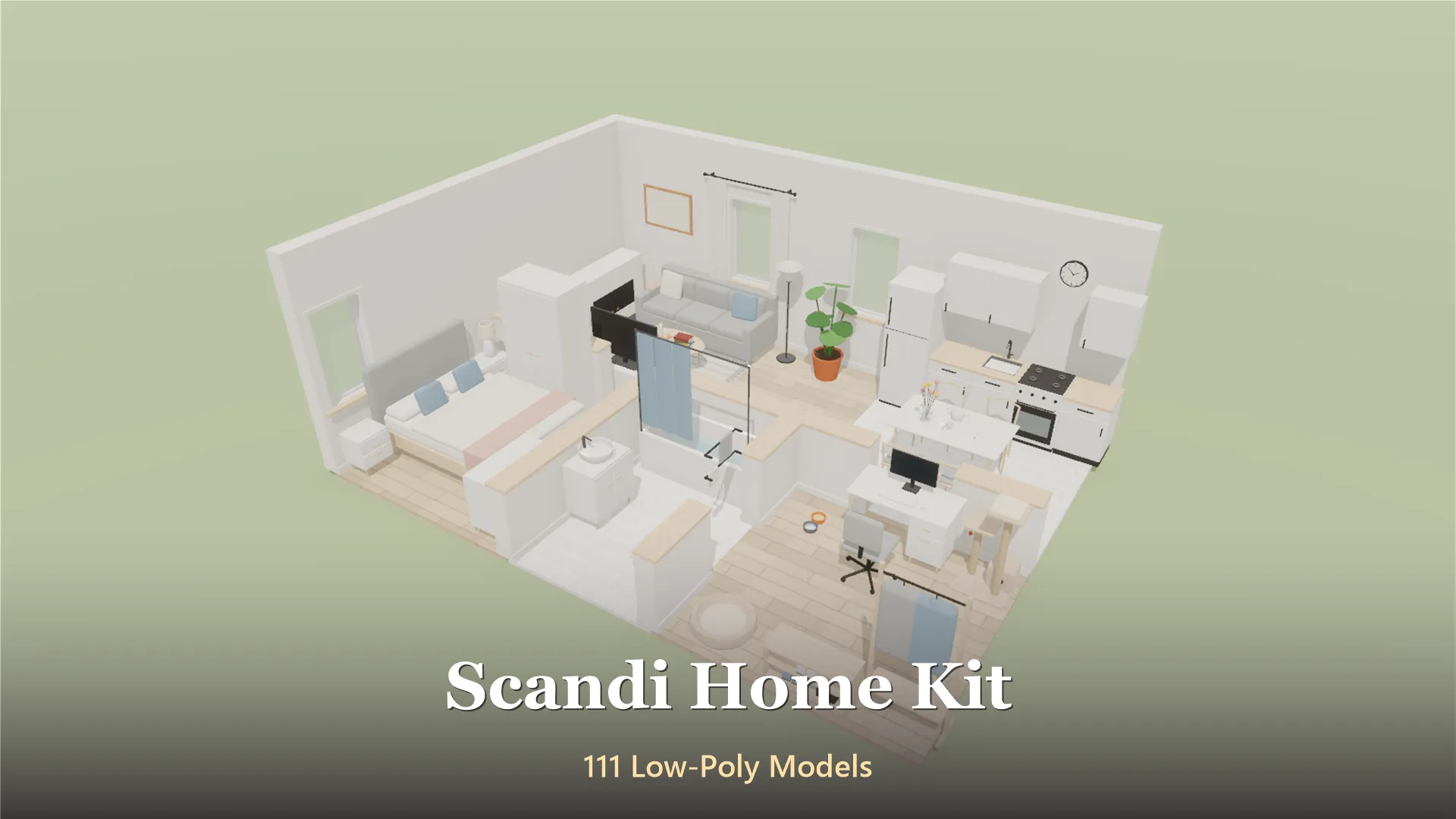 Scandi Home Kit - 111 Low-Poly Models 3D Model .c4d .max .obj .3ds .fbx .stl .blend 