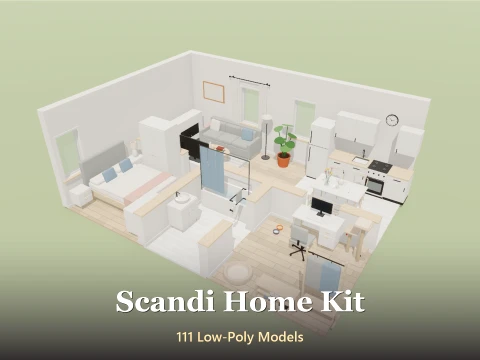 Scandi Home Kit - 111 Low-Poly Models 3D Model