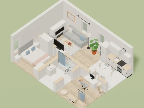 Scandi Home Kit - 111 Low-Poly Models 3D Model