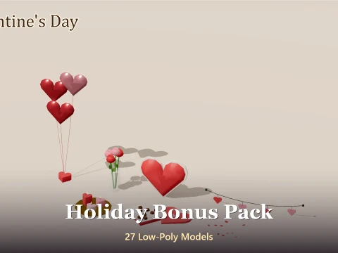 Holiday Bonus Pack - 27 Low-Poly Models 3D Model