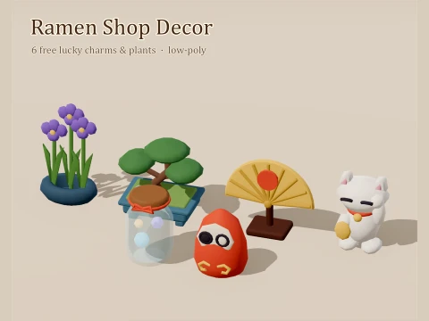 Ramen Shop Decor - 6 Free Low-Poly Models 3D Model