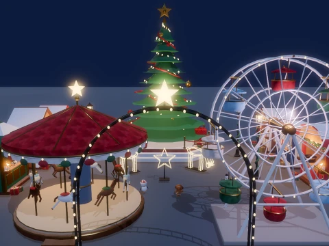 Grand Christmas - Market Workshop - 170 Low-Poly Models 3D Model