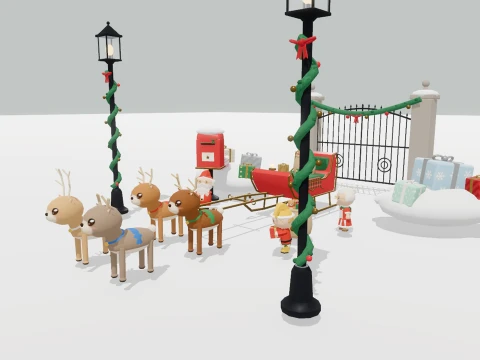 Grand Christmas - Market Workshop - 170 Low-Poly Models 3D Model