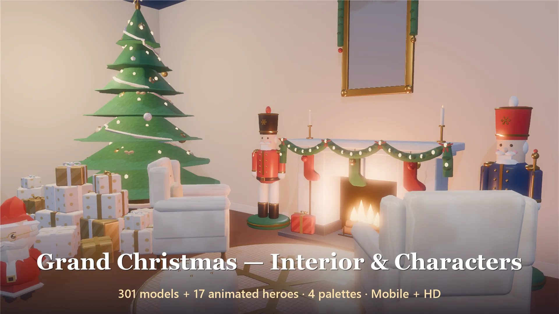 Grand Christmas - Interior Characters - 318 Low-Poly Models 3D Model .c4d .max .obj .3ds .fbx .stl .blend