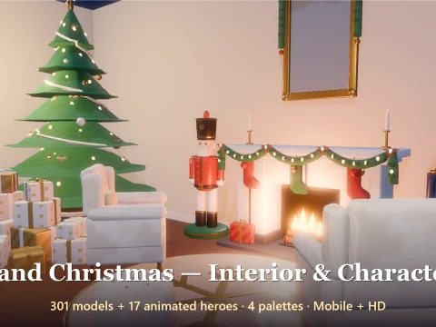 Grand Christmas - Interior Characters - 318 Low-Poly Models 3D Model