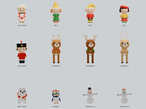 Grand Christmas - Interior Characters - 318 Low-Poly Models 3D Model