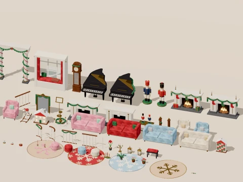 Grand Christmas - Interior Characters - 318 Low-Poly Models 3D Model