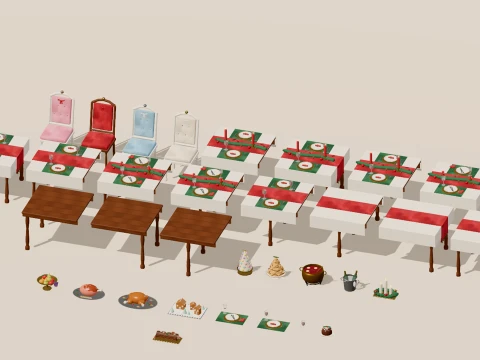 Grand Christmas - Interior Characters - 318 Low-Poly Models 3D Model