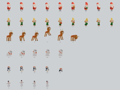 Grand Christmas - Interior Characters - 318 Low-Poly Models 3D Model
