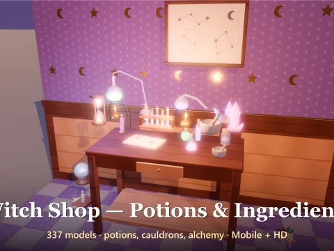 Witch Shop - Potions Ingredients - 337 Low-Poly моделей 3D Модель