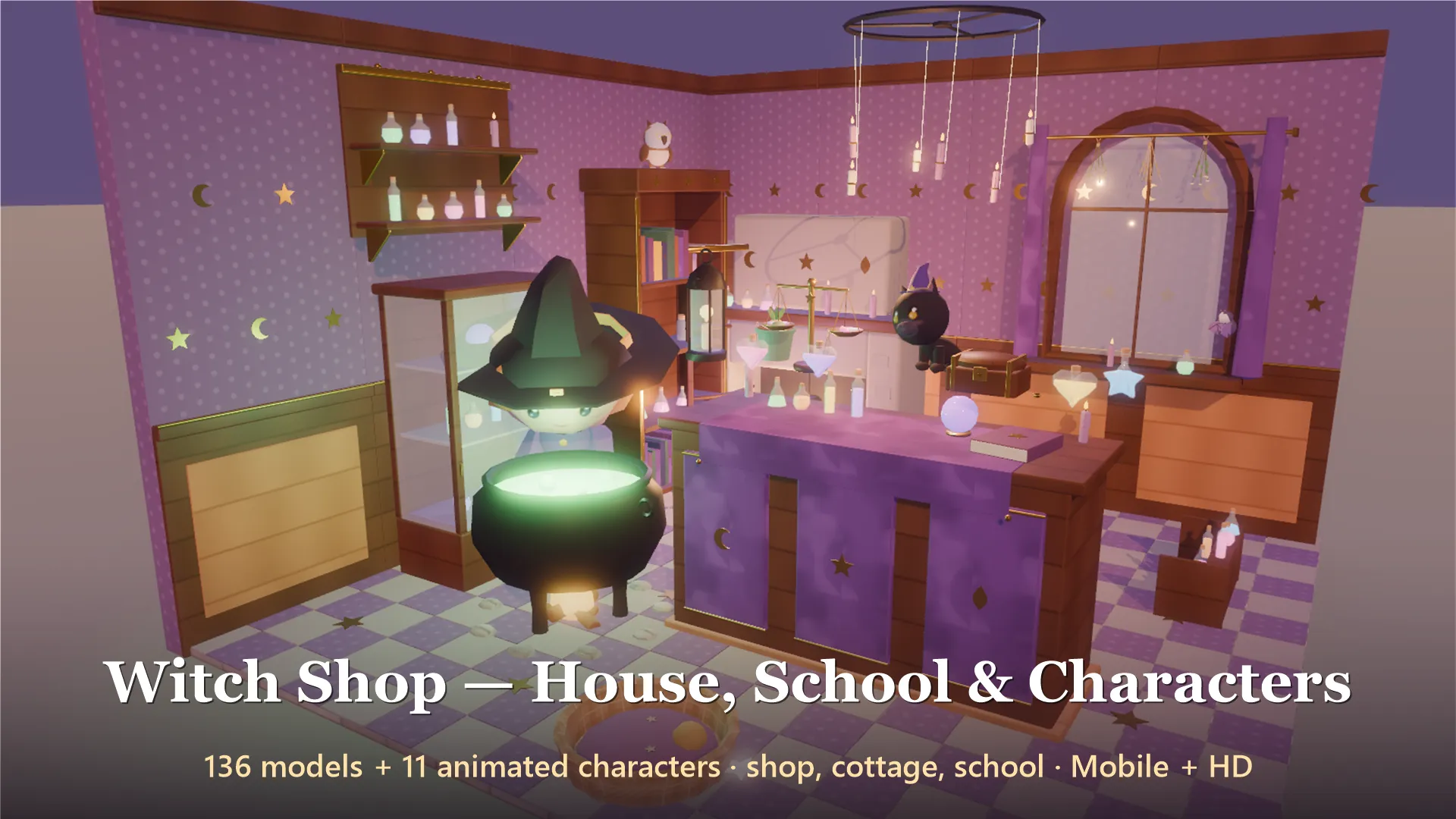 Witch Shop - House School Characters - 147 Low-Poly Models 3D Model .c4d .max .obj .3ds .fbx .stl .blend