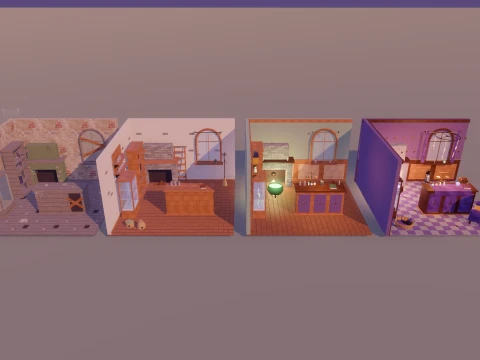 Witch Shop - House School Characters - 147 Low-Poly Models 3D Model