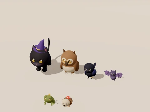 Witch Shop - House School Characters - 147 Low-Poly Models 3D Model