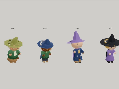 Witch Shop - House School Characters - 147 Low-Poly Models 3D Model