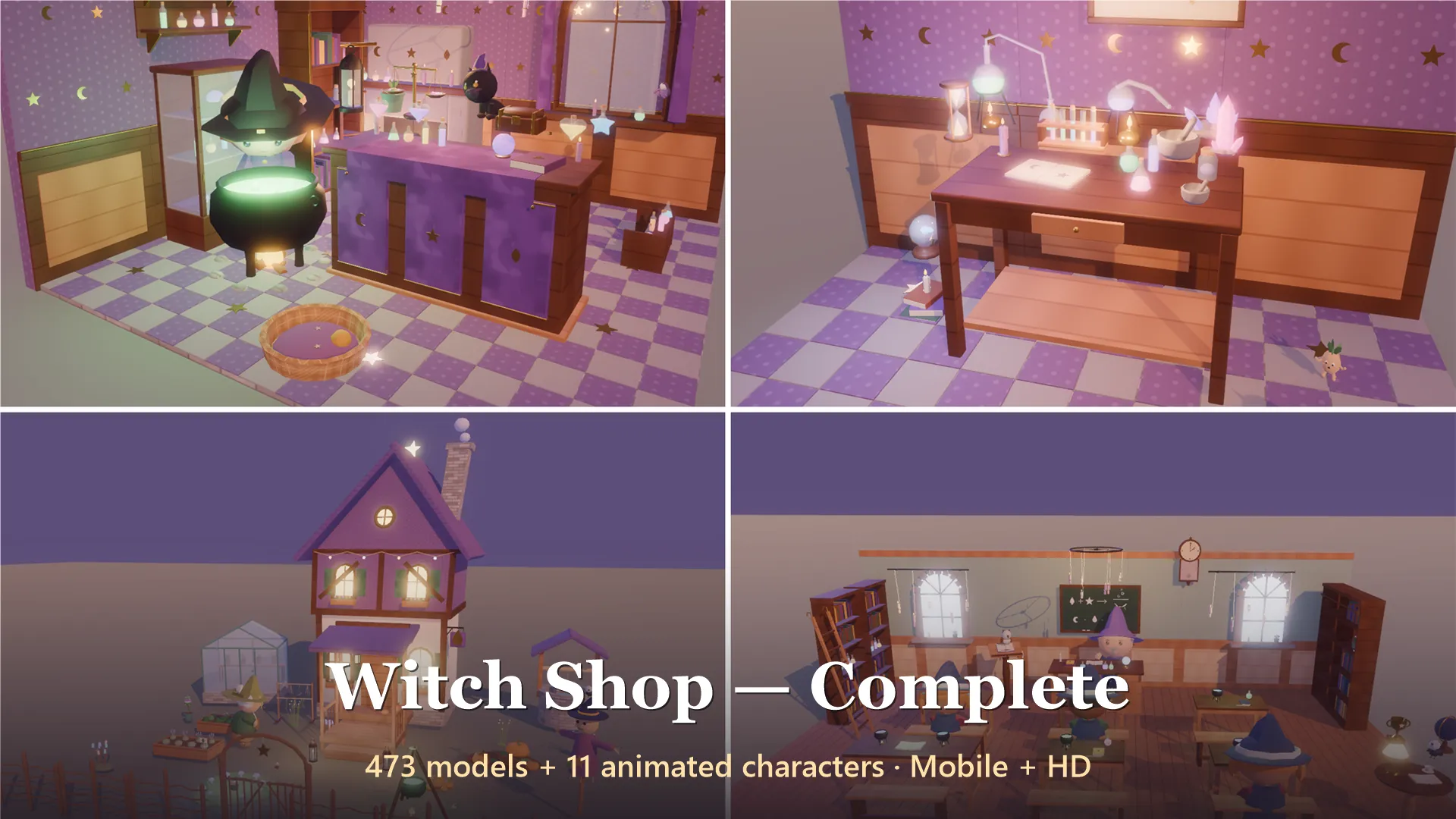 Witch Shop - Complete - 484 Low-Poly Models 3D Model .c4d .max .obj .3ds .fbx .stl .blend 