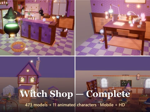 Witch Shop - Complete - 484 Low-Poly Models 3D Model