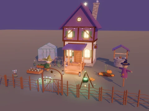 Witch Shop - Complete - 484 Low-Poly Models 3D Model
