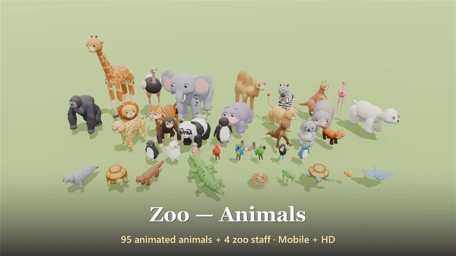 Zoo - Animals - 99 Low-Poly Models 3D Model .c4d .max .obj .3ds .fbx .stl .blend 