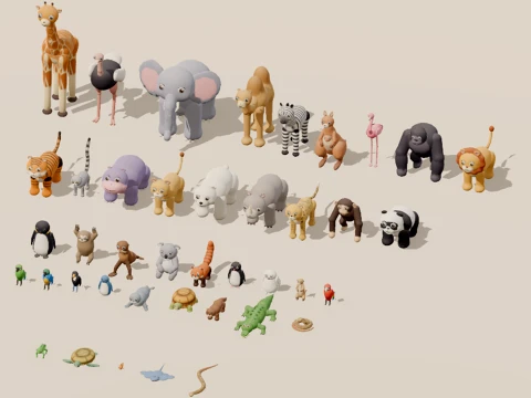 Zoo - Animals - 99 Low-Poly Models 3D Model