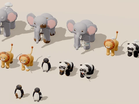 Zoo - Animals - 99 Low-Poly Models 3D Model