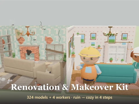 Renovation Makeover Kit - 328 Low-Poly Models 3D Model