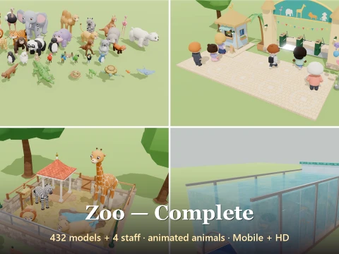 Zool&oacute;gico - Completo - 436 modelos Low-Poly Modelo 3D