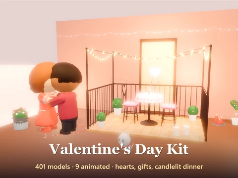 Valentines Day Kit - 401 Low-Poly Models 3D Model