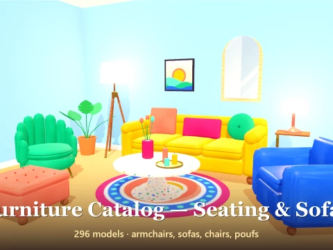 Catalogue de meubles - Canap&eacute;s - 296 mod&egrave;les Low-Poly Modèle 3D