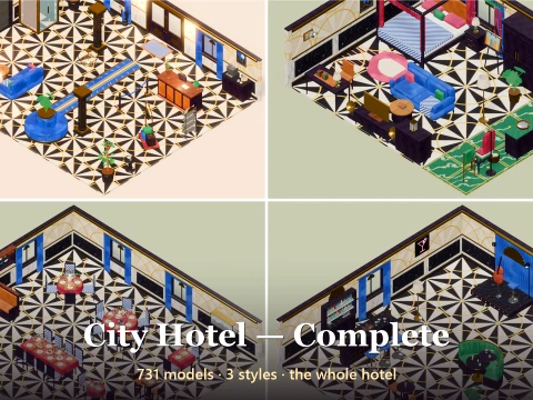 City Hotel - Complete - 731 Low-Poly Models 3D Model