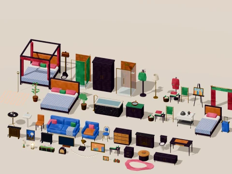 City Hotel - Complete - 731 Low-Poly Models 3D Model