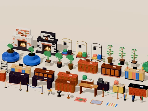 City Hotel - Complete - 731 Low-Poly Models 3D Model