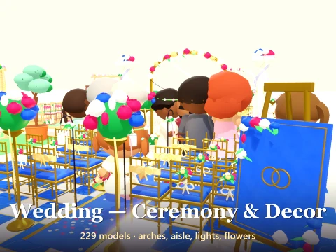 Wedding - Ceremony Decor - 229 Low-Poly Models 3D Model