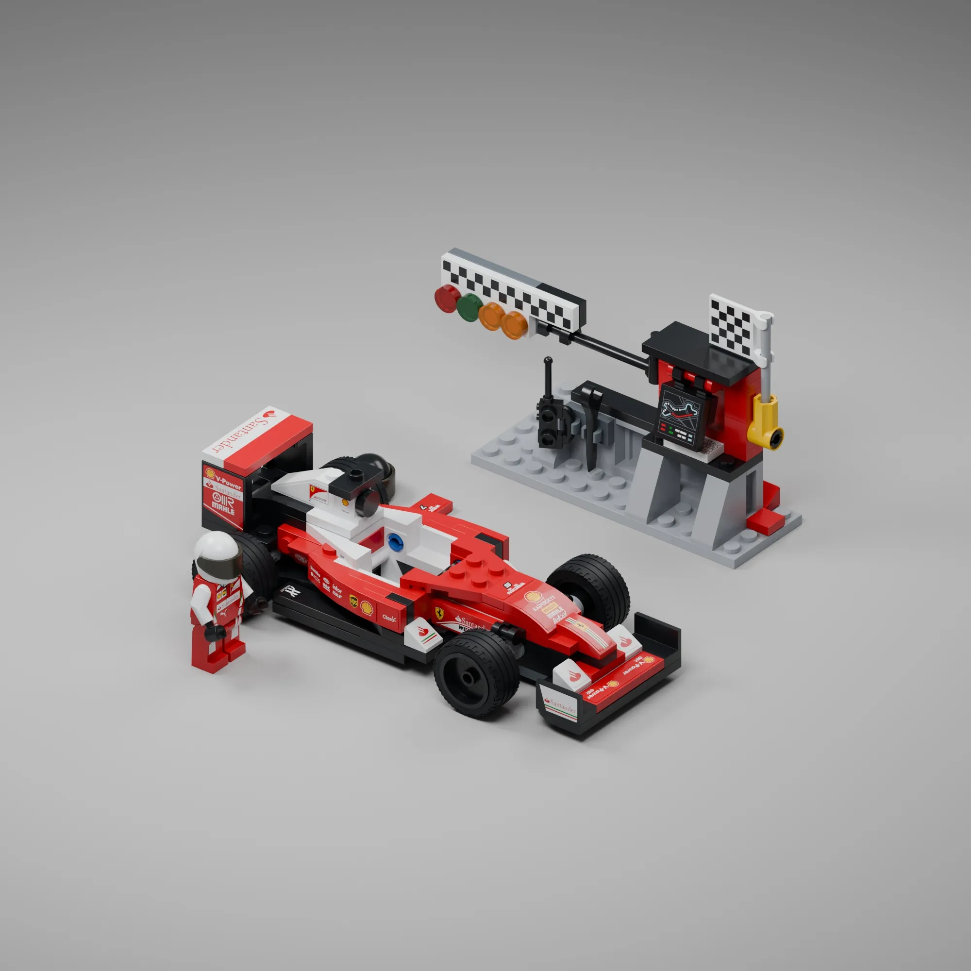 LEGO Ferrari SF16-H 75879 Car Driver and Pit Wall 3D Model .c4d .max .obj .3ds .fbx .stl .blend 