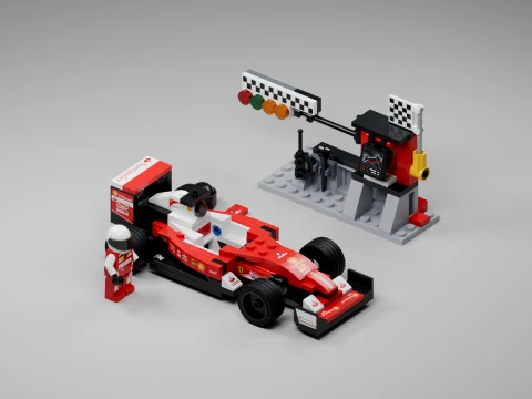 LEGO Ferrari SF16-H 75879 Car Driver and Pit Wall 3D Model