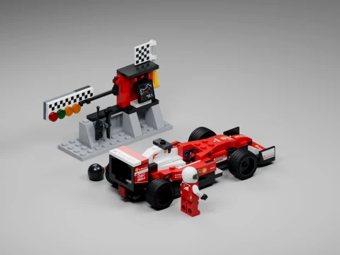 LEGO Ferrari SF16-H 75879 Car Driver and Pit Wall 3D Model